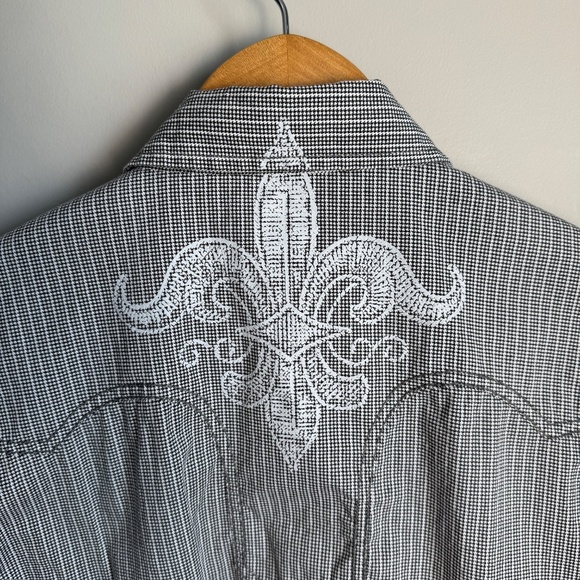 Vintage Buffalo David Bitton‎ Men's Houndstooth Button Up Shirt Gray/Black M - Picture 9 of 14